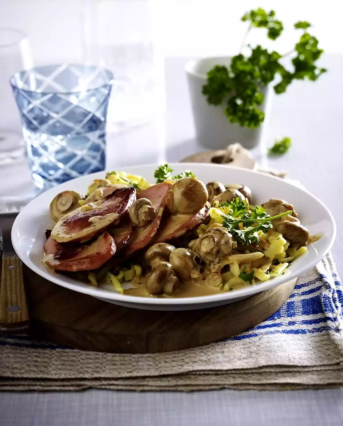 Sausage Schnitzel With Chasseur Sauce And Spaetzle Recipe